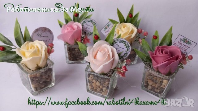 Аранжировки със сапунени рози , снимка 5 - Изкуствени цветя - 39402793