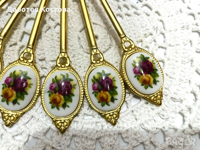 ROYAL ALBERT красиви позлатени лъжички от Англия, снимка 2 - Антикварни и старинни предмети - 52575073