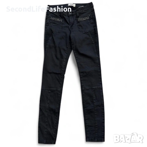 Дънки Mos Mosh Kathleen Glam Slim fit, байкър черни тесни дамски размер 27