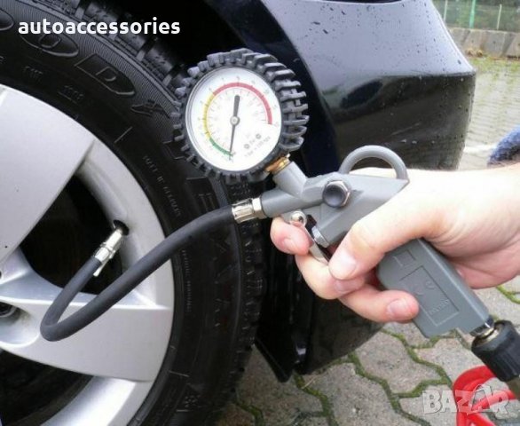 3000052510 Пистолет с манометър за напомпване на автомобилни гуми от 0 до 12 бара, снимка 2 - Аксесоари и консумативи - 33722207
