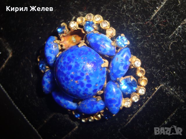 СКЪПОЦЕННА СТАРИННА БРОШКА ЛАЗУРИТ НАТУРАЛЕН и БРОНЗ 8136, снимка 13 - Антикварни и старинни предмети - 30665854