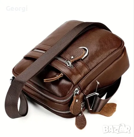 Класическа, Елегантна и Функционална мъжка чанта /Черна естествена кожа!, снимка 6 - Чанти - 49296510