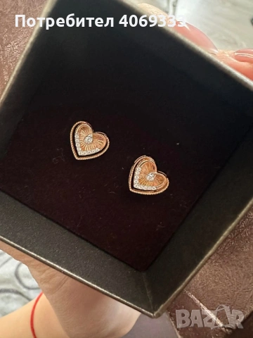 Чисто нови златни обеци с диаманти , снимка 3 - Обеци - 54172361