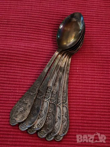 Винтидж посребрени лъжички за чай, СССР. , снимка 14 - Антикварни и старинни предмети - 49750231