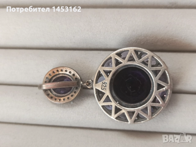 Сребърна висулка с кристали , снимка 2 - Колиета, медальони, синджири - 51716594
