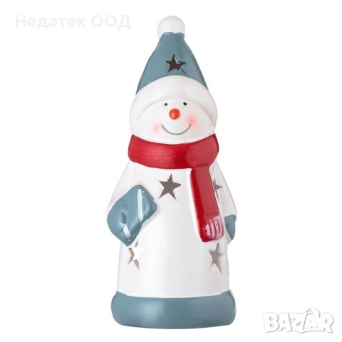 Коледен фенер, Снежен човек, Kерамичен, 7x7x18см