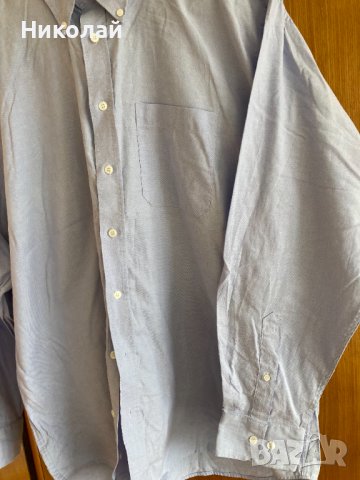 Мъжка риза Fruit of the Loom, тип Oxford, голям, размер, дълъг и къс ръкав, светлосин цвят, маркова , снимка 7 - Ризи - 38568384