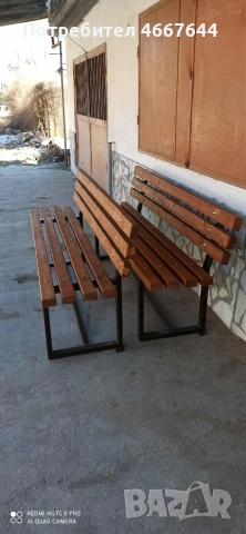 Дървена пейка с метални крака., снимка 3 - Градински мебели, декорация  - 52643146