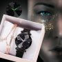 Луксозен дамски часовник „звездно небе“ тип гривна. Цветове - черен!, снимка 2