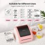 Нов Термален принтер за етикети в розов цвят с Bluetooth, снимка 3