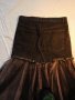 Елегантна дънкова пола с многопластова тюлена долна част от черен и бежов тюл., снимка 3