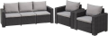 Продава ратанов комплект - два фотьойла, триместен диван и маса, оборудвани със меки седалки и въз, снимка 1