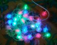 Коледна украса LED разноцветни лампички 30 броя с прозрачен кабел., снимка 1 - Декорация за дома - 34911820