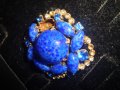 СКЪПОЦЕННА СТАРИННА БРОШКА ЛАЗУРИТ НАТУРАЛЕН и БРОНЗ 8136, снимка 13