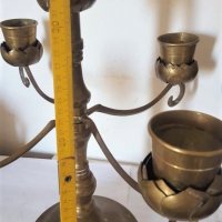 Голям бронзов 5-ен свещник, снимка 6 - Антикварни и старинни предмети - 35178402