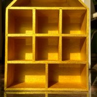 Етажерка,шкаф,къща за миниатюри от дърво в златисто, снимка 4 - Етажерки - 35548457