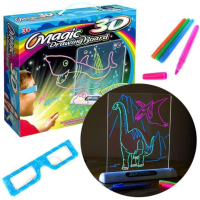 Магическа, светеща 3D дъска за рисуване с цветни маркери, снимка 2 - Рисуване и оцветяване - 44730682