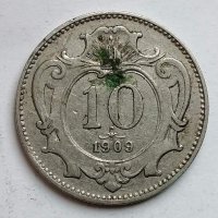 Австрия 10 хелера 1909 г. с219, снимка 1 - Нумизматика и бонистика - 38887356