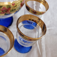 Колекционерски комплект от Венецианско стъкло Кобалт и Злато Italy, снимка 5 - Антикварни и старинни предмети - 44747500