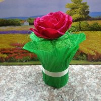 Хартиени рози- ръчна изработка, снимка 12 - Изкуствени цветя - 31989999