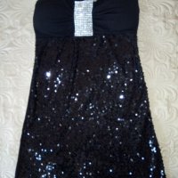 Официална черна рокля с паети, снимка 1 - Рокли - 37871281