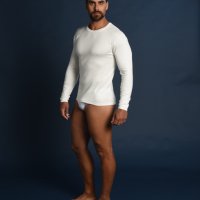 M,L,XL бежови италиански мъжки вълнени блузи с дълги ръкави 50-100кг вълнено бельо голям размер , снимка 1 - Блузи - 25755410