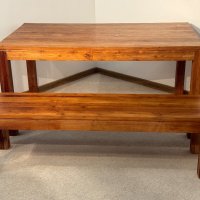 Масивна дървена маса с пейка сет , снимка 9 - Маси - 44246979