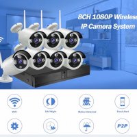 !!! 1080p Модел 2023 -50% Система 5mp за видеонаблюдение 5G DVR 4 /8 -канална, 4/8 безжични камери , снимка 5 - HD камери - 38155883