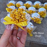 Бурканче с мед подарък за кръщене/сватба - декорирано със сухи цветя и етикет, снимка 3 - Подаръци за кръщене - 42353683