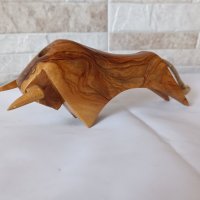 Стар дървен бик - поставка за химикал или молив - 17/8см, снимка 1 - Антикварни и старинни предмети - 42250174