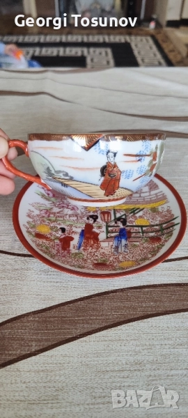 уникална порцеланова чаша с чинийка за чай кафе,мляко, , снимка 1