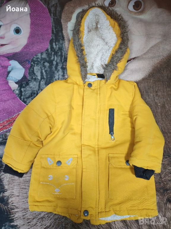 Зимно яке за момче в жълт цвят, размер 98 см. , снимка 1