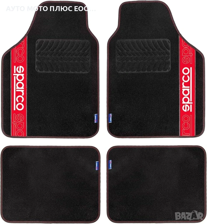 Комплект универсални автомобилни стелки Sparco с Червени кантове., снимка 1