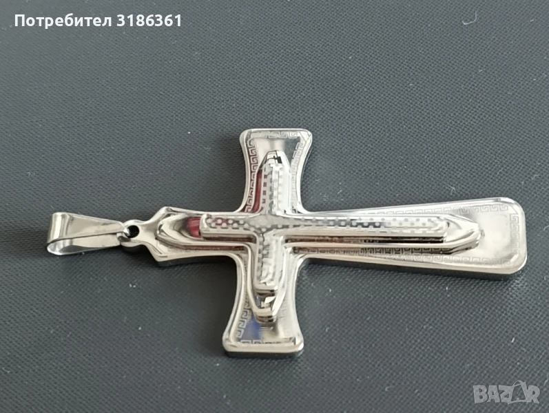 Голям кръст 9х5 см. мед.стомана, снимка 1