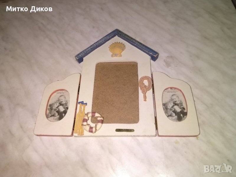 Рамка за три снимки тип къща с морски орнаменти 255х185х20мм и 140х90мм и две по 70х43м, снимка 1