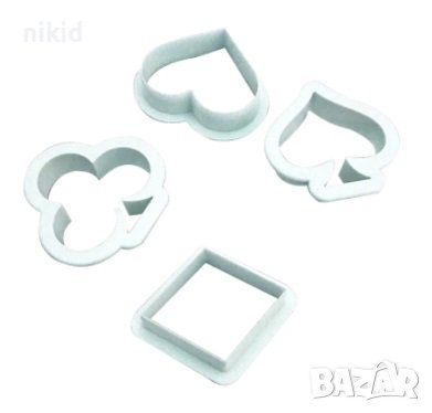 4 пластмасови резци форми Покер КАРТИ Каро Купа Спатия за тесто фондан резец форма, снимка 1
