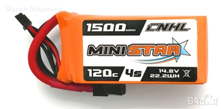 Продавам Li-Po батерии CNHL Mini-Star 4s 14.4V 1.5Ah (1500mAh) 120C за автомодели, дронове, самолети, снимка 1