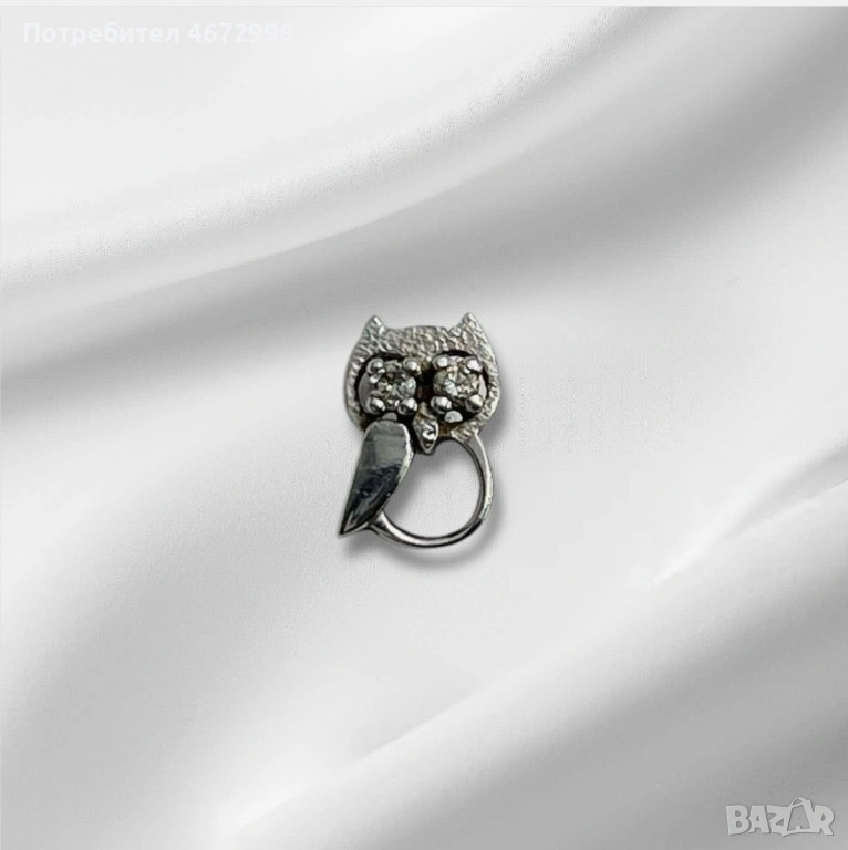 Златна 18к висулка бухал, снимка 1