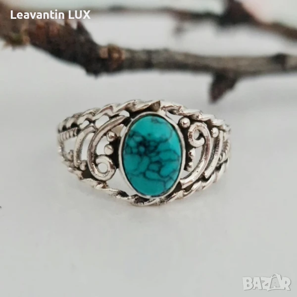 🌀 Пръстен „Спокойна сила“ – с Тюркоаз и сребро 925
, снимка 1
