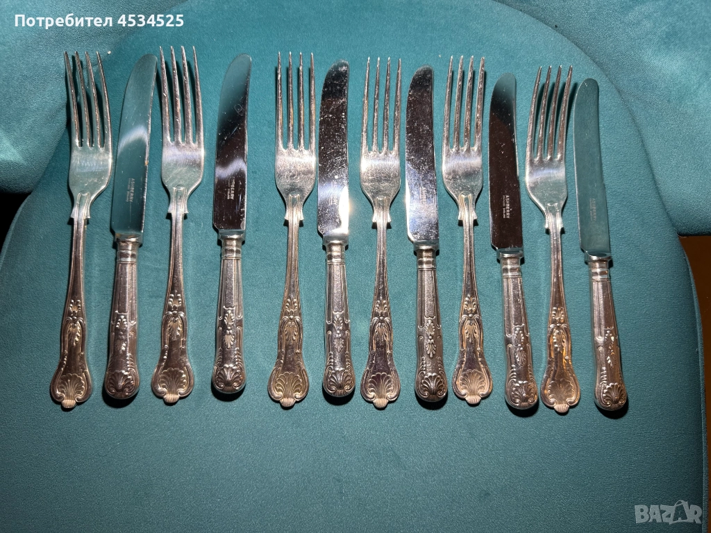 ✨ Луксозен винтидж комплект посребрени вилици – 6 бр. + подарък 6 ножа (непосребрени) ✨, снимка 1