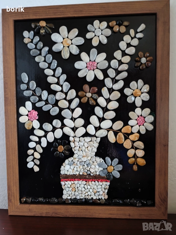 Пано от камъчета събирани от Егейско море. , снимка 1