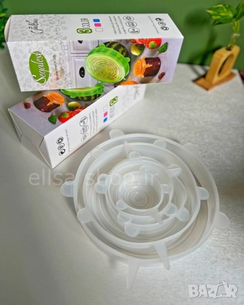 Комплект от 6 броя силиконови капаци за храна, снимка 1