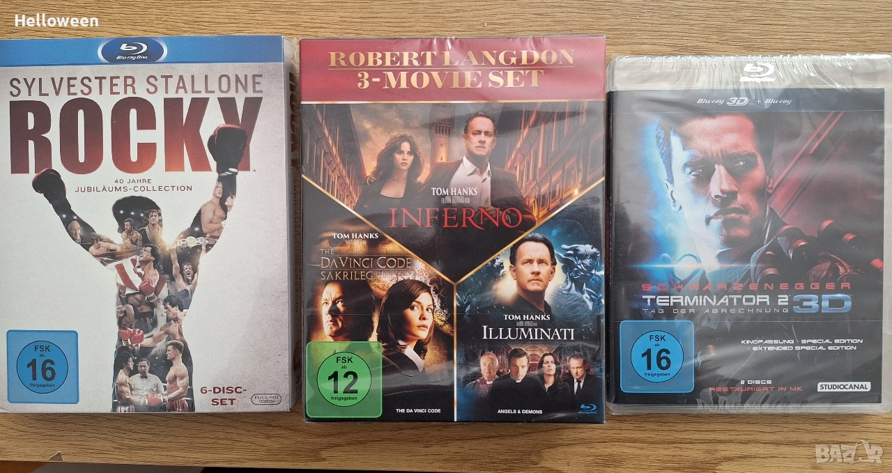 Чисто нови блу рей колекции - Rocky 1-6, Robert Langdon -3 movie и Terminator 2 Blu-Ray + 3D , снимка 1