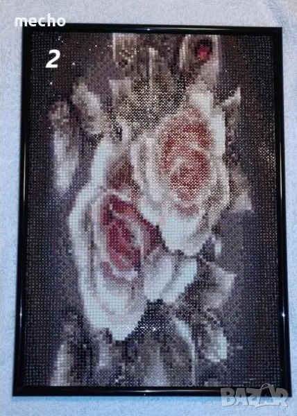 НОВ НАЛЧИЕН Диамантен гоблен "Цветя" Готов и с рамка, снимка 1