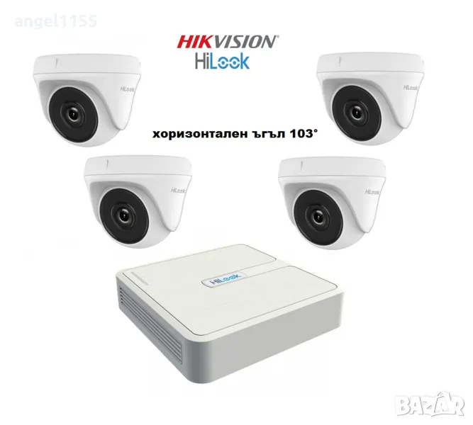 HIKVISION HiLook 4-канален TURBO-HD комплект пентабриден DVR + 4 камери за вътрешен монтаж, снимка 1