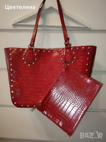 Дамска червена щампована пазарска чанта ZARA цена 35 лв., снимка 1
