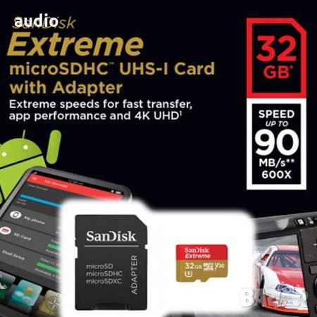 Карта памет SanDisk micro SDHC Extreme 32GB, снимка 1