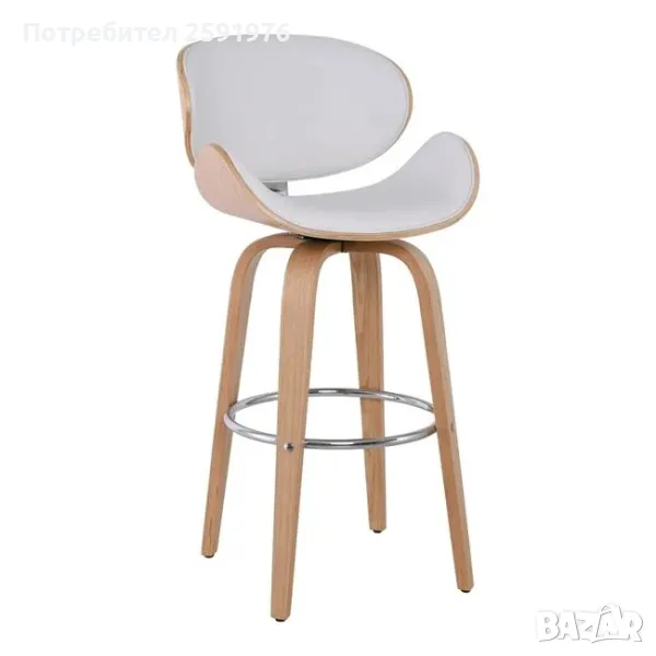 Атрактивен дървен бар стол GOMEZ, Бял, Ε510.1 ПРОМО!, снимка 1