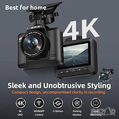 4K GPS Dash Cam Front and Rear, снимка 1