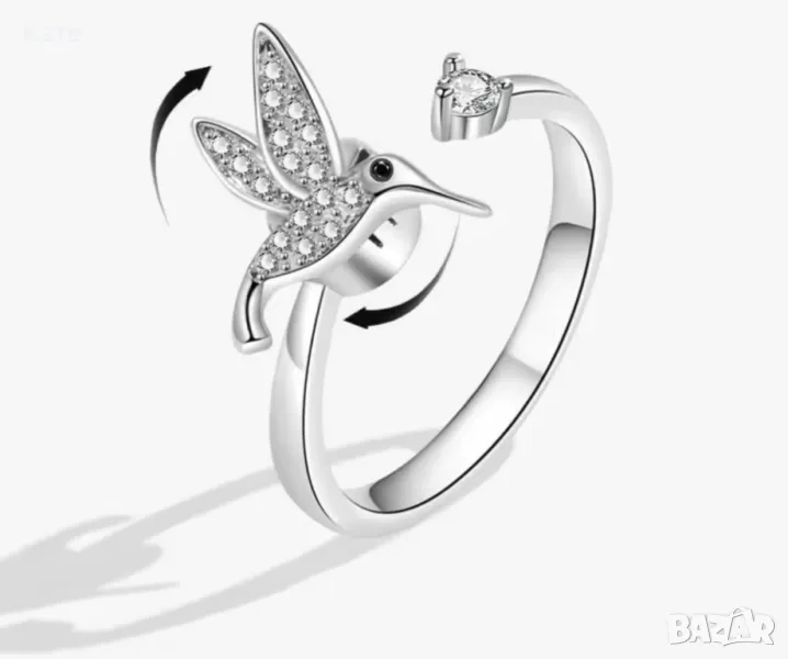 Въртящ се антистрес пръстен с птица, снимка 1